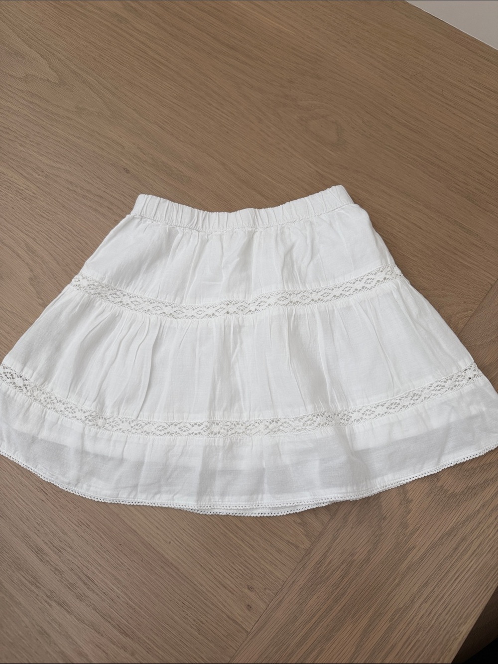 H&M White Tiered Lace Skirt